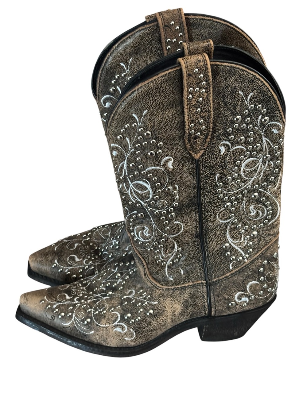 ROCKIN COUNTRY COLLECTION Leather Studded Western Boots 8 M Women worn 1x